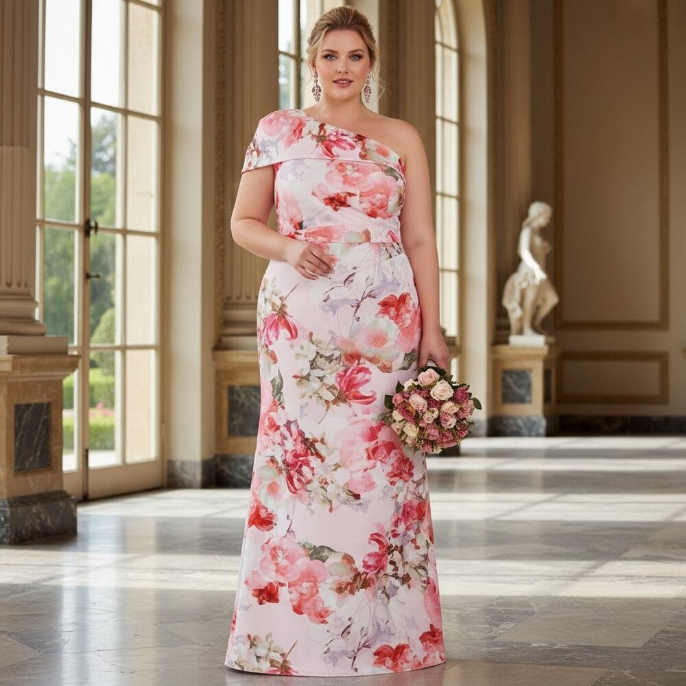 Eliza J Women’s One‑Shoulder Floral Gown – Size 20W – New With Tags